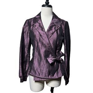 Simon Chang Dressy Formal Purple Crossover Wrap Jacket Blouse Size 4